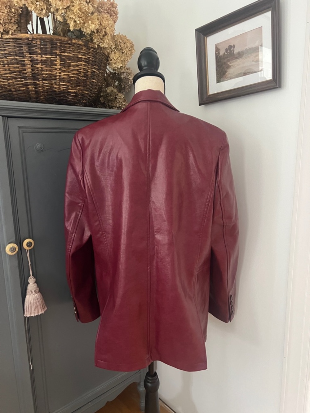 NWT Anthropologie Maeve Burgundy Leather Blazer - Picture 6 of 7